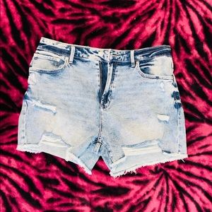 White bluish booty rip shorts